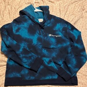 Champion Women’s Navy and Teal Tie-Dye Hoodie